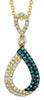 .50CT WHITE & BLUE DIAMOND 14KT YELLOW GOLD 3D TEAR DROP INFINITY LOVE PENDANT