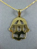 ESTATE LARGE 14KT YELLOW GOLD STAR OF DAVID & HAMSA LUCKY FLOATING PENDANT #211