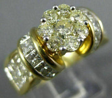 1.65CT WHITE & FANCY DIAMOND 14K YELLOW GOLD 3D ROUND & PRINCESS ENGAGEMENT RING