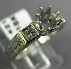 ANTIQUE DIAMOND 18KT WHITE GOLD FILIGREE ROUND SEMI MOUNT ENGAGEMENT RING #21148