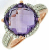 ESTATE 5.36CT DIAMOND & AAA AMETHYST 14KT ROSE GOLD CUSHION HALO ROUND FUN RING