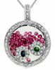 ESTATE 3.0CT DIAMOND & AAA MULTI GEM 14K WHITE GOLD 3D CIRCULAR FLOATING PENDANT