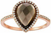 ESTATE 2.66CT DIAMOND & AAA SMOKY TOPAZ 14KT ROSE GOLD PEAR SHAPE HALO FUN RING