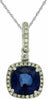 ESTATE 2.89CT DIAMOND & AAA SAPPHIRE 14K WHITE GOLD CLASSIC CUSHION HALO PENDANT