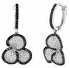 1.52CT WHITE & BLACK DIAMOND 14KT WHITE GOLD 3D 3 LEAF CLOVER HANGING EARRINGS