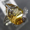 ESTATE WIDE 2.02CT DIAMOND & AAA EXTRA FACET CITRINE 14K WHITE GOLD 3D LEAF RING