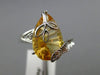 ESTATE WIDE 2.02CT DIAMOND & AAA EXTRA FACET CITRINE 14K WHITE GOLD 3D LEAF RING