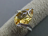 ESTATE WIDE 2.02CT DIAMOND & AAA EXTRA FACET CITRINE 14K WHITE GOLD 3D LEAF RING