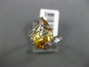 ESTATE WIDE 2.02CT DIAMOND & AAA EXTRA FACET CITRINE 14K WHITE GOLD 3D LEAF RING