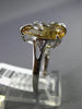 ESTATE WIDE 2.02CT DIAMOND & AAA EXTRA FACET CITRINE 14K WHITE GOLD 3D LEAF RING