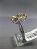 ESTATE WIDE 2.02CT DIAMOND & AAA EXTRA FACET CITRINE 14K WHITE GOLD 3D LEAF RING
