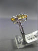 ESTATE WIDE 2.02CT DIAMOND & AAA EXTRA FACET CITRINE 14K WHITE GOLD 3D LEAF RING