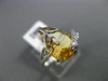 ESTATE WIDE 2.02CT DIAMOND & AAA EXTRA FACET CITRINE 14K WHITE GOLD 3D LEAF RING