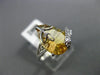 ESTATE WIDE 2.02CT DIAMOND & AAA EXTRA FACET CITRINE 14K WHITE GOLD 3D LEAF RING