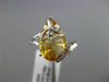 ESTATE WIDE 2.02CT DIAMOND & AAA EXTRA FACET CITRINE 14K WHITE GOLD 3D LEAF RING