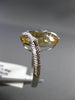 ESTATE WIDE 2.02CT DIAMOND & AAA EXTRA FACET CITRINE 14K WHITE GOLD 3D LEAF RING