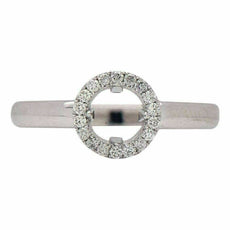 ESTATE .12CT DIAMOND 18KT WHITE GOLD 3D HALO 4 PRONG SEMI MOUNT ENGAGEMENT RING