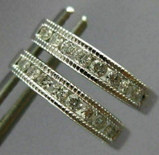 ESTATE .25CT DIAMOND 14KT WHITE GOLD 3D FILIGREE MILGRAIN HUGGIE HOOP EARRINGS