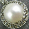 LARGE .30CT WHITE SAPPHIRE & AAA PEARL 14KT WHITE GOLD 3D HALO MILGRAIN PENDANT