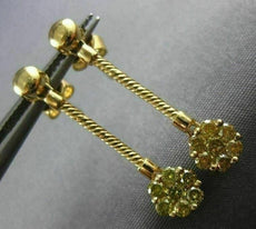 ESTATE .66CT FANCY YELLOW DIAMOND 14KT YELLOW GOLD 3D FLOWER HANGING EARRINGS