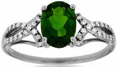 1.44CT DIAMOND & AAA RUSSALITE 14K WHITE GOLD OVAL INFINITY LOVE ENGAGEMENT RING