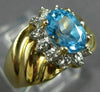 ESTATE WIDE 2.75CT DIAMOND & AAA BLUE TOPAZ 14KT 2 TONE GOLD CLUSTER RING #23933