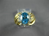 ESTATE WIDE 2.75CT DIAMOND & AAA BLUE TOPAZ 14KT 2 TONE GOLD CLUSTER RING #23933