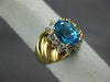 ESTATE WIDE 2.75CT DIAMOND & AAA BLUE TOPAZ 14KT 2 TONE GOLD CLUSTER RING #23933