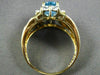 ESTATE WIDE 2.75CT DIAMOND & AAA BLUE TOPAZ 14KT 2 TONE GOLD CLUSTER RING #23933