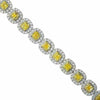 LARGE 13.30CT WHITE & FANCY YELLOW DIAMOND 18K TWO TONE GOLD 3D TENNIS BRACELET