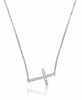 ESTATE .12CT DIAMOND 14KT WHITE GOLD 3D CLASSIC SIDEWAYS CROSS HEART NECKLACE