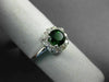ESTATE 1.05CT DIAMOND & AAA GREEN GARNET 14K WHITE GOLD FLOWER CLASSIC LOVE RING