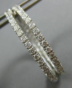 ESTATE 2.45CT DIAMOND 14KT WHITE GOLD 3D CLASSIC HOOP DOUBLE SIDED EARRINGS
