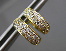 ESTATE WIDE .48CT DIAMOND 14KT YELLOW GOLD DOUBLE ROW HUGGIE EARRINGS #14947