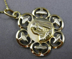 ANTIQUE LARGE 14K YELLOW GOLD VIRGIN MOTHER MARY 3D ITALIAN PENDANT CHAIN #24039