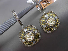 ESTATE 1.80CT FANCY COLOR DIAMOND 18K MULTI COLOR GOLD FILIGREE HANGING EARRINGS