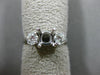 ESTATE .55CT DIAMOND 14K WHITE GOLD THREE STONE SEMI MOUNT ENGAGEMENT RING 20013