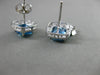 ESTATE 2.28CT DIAMOND & AAA BLUE TOPAZ 14KT WHITE GOLD SQUARE HALO STUD EARRINGS