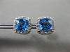 ESTATE 2.28CT DIAMOND & AAA BLUE TOPAZ 14KT WHITE GOLD SQUARE HALO STUD EARRINGS