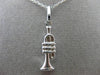 ESTATE 14KT WHITE GOLD 3D HANDCRAFTED MUSICAL TRUMPET PENDANT & CHAIN #25237