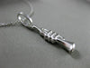 ESTATE 14KT WHITE GOLD 3D HANDCRAFTED MUSICAL TRUMPET PENDANT & CHAIN #25237