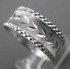 ANTIQUE WIDE 14KT WHITE GOLD SOLID HANDCRAFTED LEAF ETERNITY FUN RING #23113