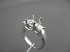 ESTATE .49CT DIAMOND 14KT WHITE GOLD 3 STONE SEMI MOUNT ENGAGEMENT RING #19619