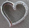ESTATE .19CT DIAMOND 14K WHITE GOLD 3D SEMI ETERNITY OPEN HEART FLOATING PENDANT