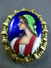 ANTIQUE 14KT YELLOW GOLD 3D HANDCRAFTED MULTI COLOR ENAMEL LADY PIN PENDANT