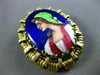 ANTIQUE 14KT YELLOW GOLD 3D HANDCRAFTED MULTI COLOR ENAMEL LADY PIN PENDANT