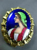 ANTIQUE 14KT YELLOW GOLD 3D HANDCRAFTED MULTI COLOR ENAMEL LADY PIN PENDANT
