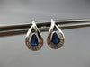 ESTATE .33CT DIAMOND & AAA SAPPHIRE 14KT WHITE GOLD TEAR DROP PEAR STUD EARRINGS