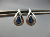 ESTATE .33CT DIAMOND & AAA SAPPHIRE 14KT WHITE GOLD TEAR DROP PEAR STUD EARRINGS