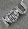 ESTATE .52CT ROUND & BAGUETTE DIAMOND 18KT WHITE GOLD I LOVE YOU HEART NECKLACE